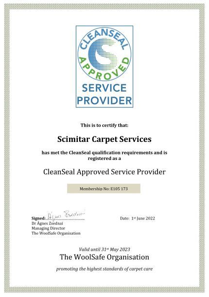 Scimitar Carpet Cleaning Clean Seal Approved Provider